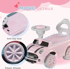 AIYAPLAY Autko Ruchome dla Dzieci, Zabezpieczenie przed Przechyleniem, Klakson, Antypoślizgowe Siedzisko, Materiał Plastikowy, Różowy