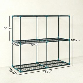 Outsunny 3-poziomowy stojak na rośliny, wys. 100 cm, stojak na kwiaty z półkami, wielopoziomowy stal Ciemnozielony | Aosom PL