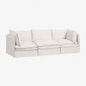Sofa Modułowy 3-częściowy Z Lnu I Bawełny Grace Tkaniny Distressed White - Sklum