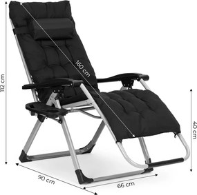 Regulowany leżak ogrodowy, składany, z poduszką Corsica 009, czarny