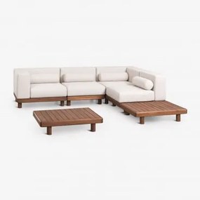 Zestaw Ogrodowy Z Modułową Narożną Sofą 4-częściowy Z 2 Modułami Narożnymi I 2 Stolikami Kawowymi Z Akacji Edrien Akacja Brąz - Sklum
