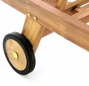 Regulowany leżak z drewna tekowego z kółkami, składany 200m