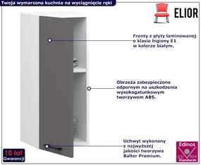 Szara wąska górna szafka kuchenna Carbon 10X