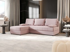 BEDANTE Narożnik MOS L Cosmic 14 Różowy Lewy z funkcją spania, sofa w kształcie L z pojemnikiem, kanapa rozkładana