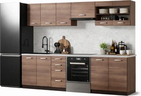 Komplet mebli kuchennych z blatem akacja cynamonowa biały połysk C4-K00