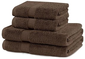 Brązowe bawełniane ręczniki zestaw 4 szt. frotte Marina – DecoKing