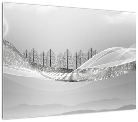 Obraz na szkle - Srebrny krajobraz (70x50 cm)