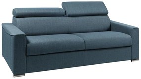 Kanapa rozkładana 4-osobowa VIZIR typu express z tkaniny – kolor niebieski – miejsce do spania z szerokimi listewkami, 160 cm – materac 18 cm