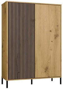 Nowoczesna komoda z lamelami na nóżkach dąb artisan - Valdi 4X