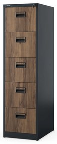Metalowa szafa kartotekowa SARA V5, 460 x 1630 x 620 mm, Eco Design: antracytowa/ orzech