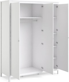 Trzydrzwiowa szafa ubraniowa na nóżkach Madrid 3D biały mat