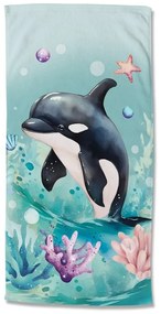 Niebieski aksamitny ręcznik plażowy dla dzieci 75x150 cm Splash – Good Morning