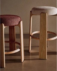 Beżowy/w jasnym naturalnym kolorze hoker z litego drewna jesionowego (wysokość siedziska 75 cm) Granite – Kave Home