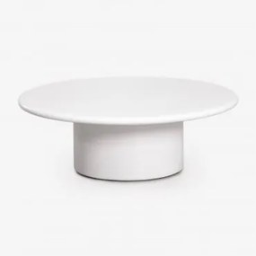 Okrągły Cementowy Stolik Kawowy Namara Ø90 Cm & Biała - Sklum