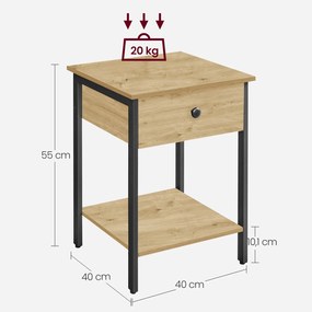 Szafka nocna loftowa z szufladą i półką Faro 04, dąb artisan