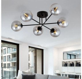 Żyrandol na drążku ROMA 6xE14/10W/230V czarny/dym