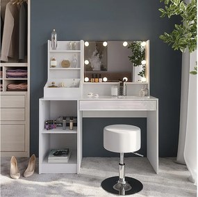 Stół do toalety biały/biały wysoki połysk 119.8x50.1x76 sherry