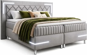 Jasnoszare łóżko tapicerowane z pojemnikiem 5 rozmiarów B2-N71