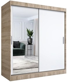 Szafa przesuwna dąb sonoma + biały 180 cm - Seko 5X