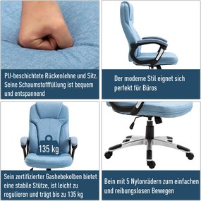 Vinsetto Krzesło biurowe z regulacją wysokości krzesło komputerowe krzesło obrotowe funkcja przechylania jasnoniebieska tkanina