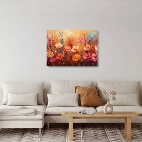 Obraz na szkle - Kwiaty łąkowe, malarstwo (70x50 cm)