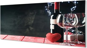 Szklany Panel Serce, Kieliszek Wina i Lampki