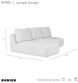 Zielony narożnik z materiału bouclé (lewostronny/z szezlongiem) Mirel – Rodier