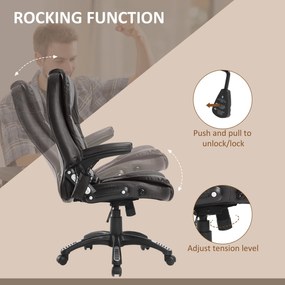 HOMCOM Fotel biurowy ergonomiczny obrotowy z masażem i podgrzewaniem ciemny brąz | Aosom PL