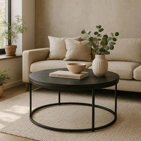 Stolik Kawowy AMON MAX 80 cm Czarny Nowoczesny Loft