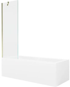Mexen Cubik wanna prostokątna 150 x 70 cm z obudową i parawanem 1-skrzydłowym 60 cm, transparent, złoty - 550315070X9506000050
