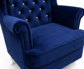 Elegancki zestaw głęboko pikowany - fotel uszak i podnóżek