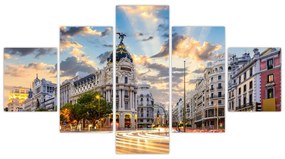 Obraz - Calle Gran Vía, Madryt, Hiszpania (125x70 cm)