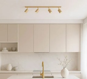 Beżowa lampa sufitowa z 4 reflektorami D8-R64