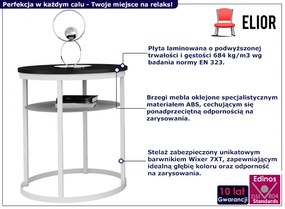 Wysoki stolik kawowy z półką czarny + biały Pini