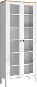 Regał na książki – 83 cm x 194 cm x 35 cm – biały i drewniany – płyta wiórowa pokryta melaminą