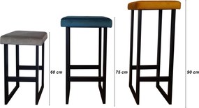 Hoker ALEX krzesło barowe tkanina Welur podstawa metalowa : Kolor Stelaża - Grafit, Kolor tkaniny - VELVET - MG16, Wysokość - 60 cm