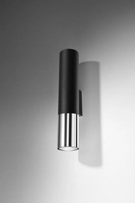 Metalowy kinkiet w czarno-srebrnym kolorze ø 6 cm Longbot – Sollux