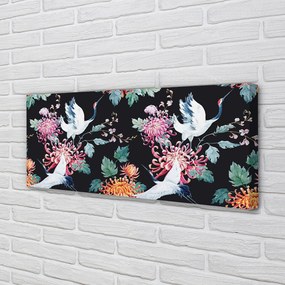 Obraz drukowany na płótnie Ptaki w Kwiatowej Kompozycji