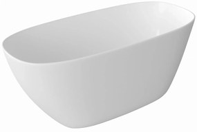 Wanna wolnostojąca z konglomeratu owalna biała błyszcząca 180 x 82 cm MOLIS GLOW cienki rant