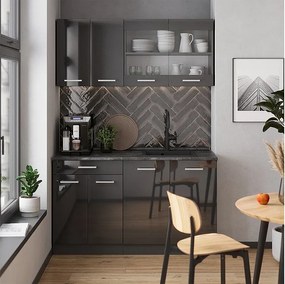 Pojedyncza kuchnia antracyt wysoki połysk/antracyt 140x60x81.6 r-line