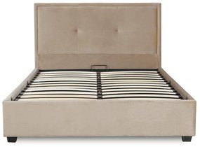 Łóżko Tapicerowane 140x200 cm ze Stelażem Dwuosobowe ANDRE Welurowe Beżowe