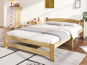 Łóżko pojedyncze 140x200cm rama drewniana - Naturalne