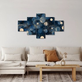 Obraz - Niebiesko-złote pierścienie (125x70 cm)