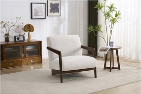 Poltrona escandinava em madeira e tecido "Lena" - Bege