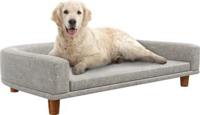 PawHut Sofa dla Dużych Psów do 30 kg, z Wyściełaną Poduszką, Nogami z Drewna Sosnowego, 98 x 67 x 25 cm, Szara