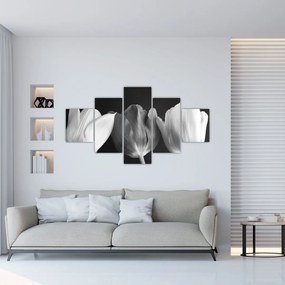 Obraz - Czarno - białe kwiaty tulipanów (125x70 cm)