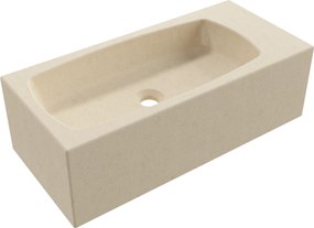 Umywalka betonowa wisząca / nablatowa prostokątna bez otworu na baterię 65 x 30 cm z półką ZALM | różne kolory : Kolor - Kość słoniowa/Ecru, Typ montażu - nablatowa
