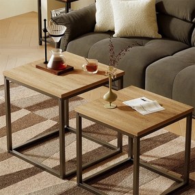 Stolik kawowy ława stół zestaw stolików 2w1 loft industrialny jasny brąz