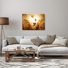 Obraz na szkle - Malowanie rąk pełnych miłości (70x50 cm)