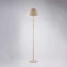 Lampa podłogowa Cascina z drewna i żelaza, w kolorze białym i gołębiej szarości, 1 lampa .183 Ø45 BL265-PH-BT